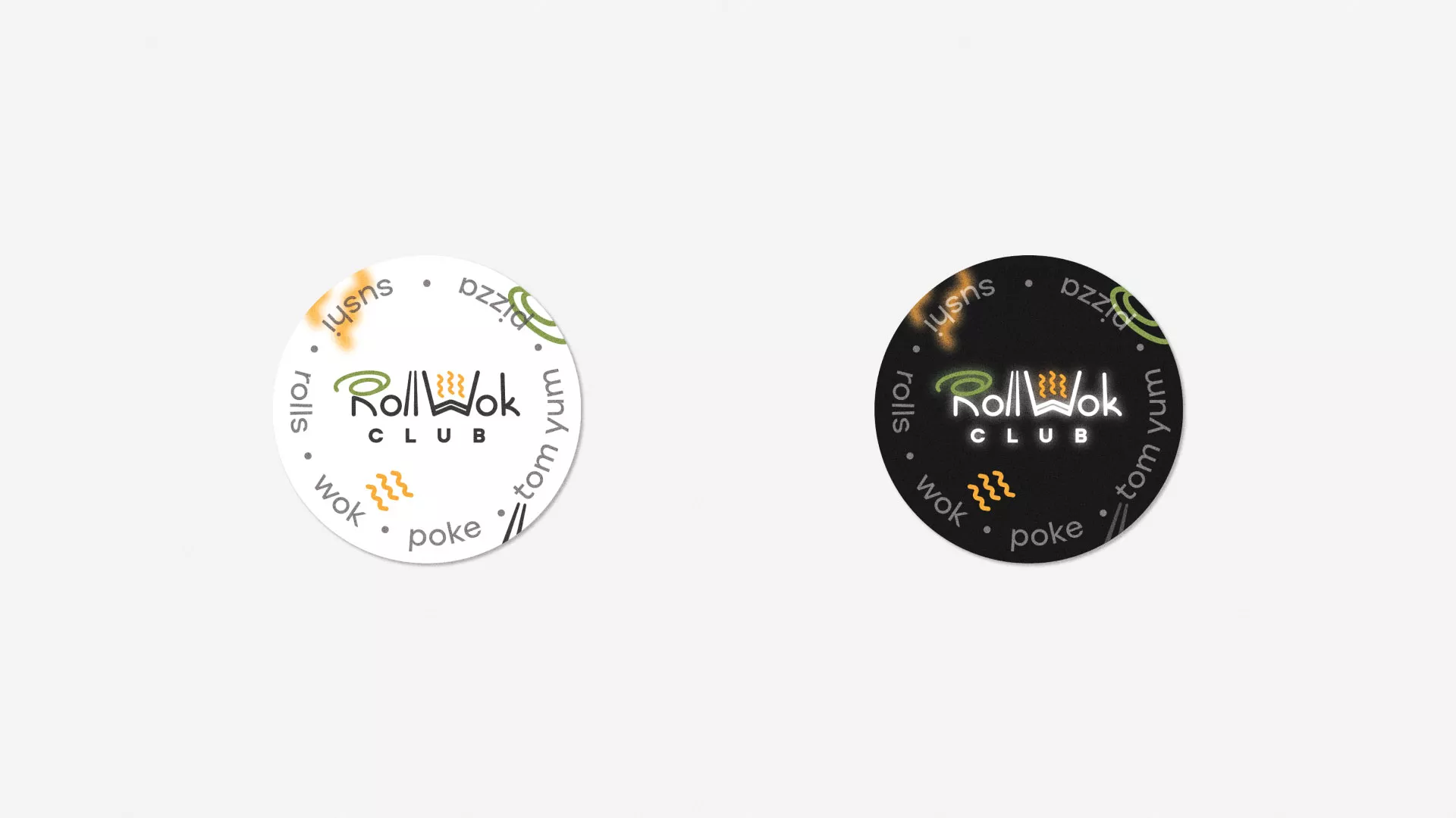 Разработка наклеек для суши-бара «Roll Wok Club» в Великом Устюге